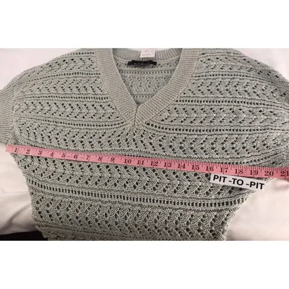 White House Black Market Open Knit V-Neck Sweater‎ Size XS - Picture 5 of 9